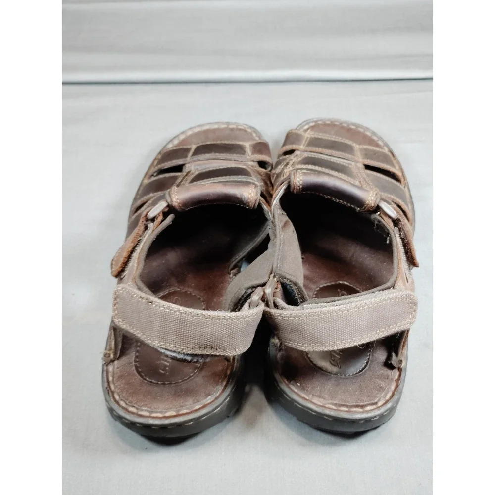 Skechers Men 12 Fisherman Sandals Brown Leather Old Money Open Toe #60847 2010